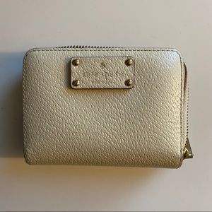 kate spade gold leather zip card holder wallet